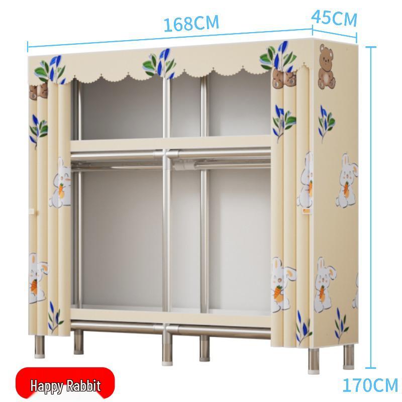 Durable Steel-Framed Wardrobe with Reinforced Fabric for Bedroom Storage, Assembly Required