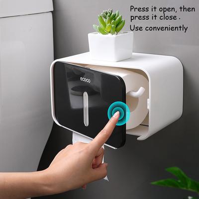 Toilet Paper Roll Holder Wall Mounted Bathroom Tissue Box Punch Free Waterproof Storage Accessories Home