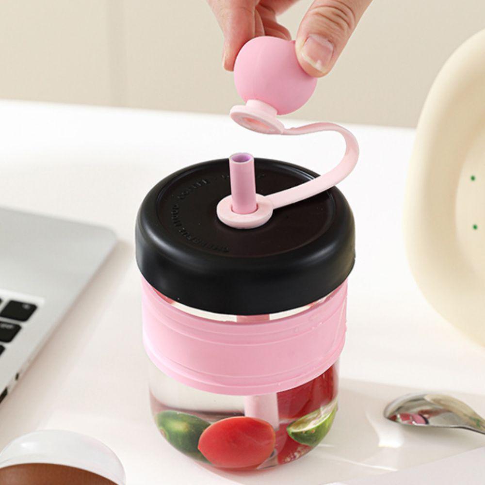 Portable 500ml Ice Coffee Cup Non-slip Cup Sleeve With Ice Tray Glass Water Bottle Leak-Proof Straw Cup Refrigerator