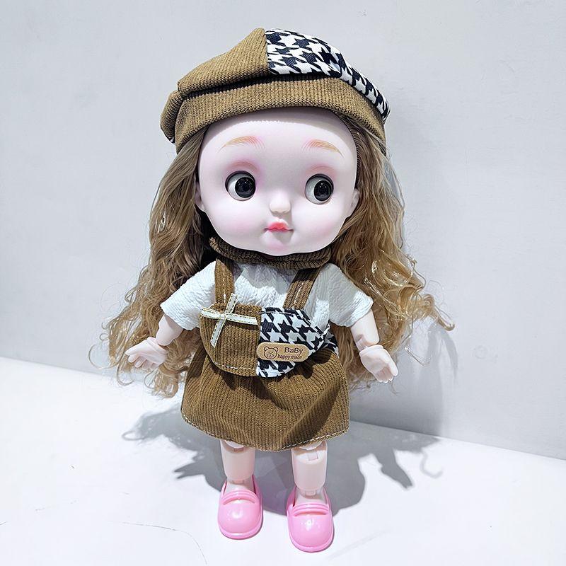 28cm Cute Doll with Cute Expression, Full Body Joints, Changeable Clothes, Girl Toy Gift