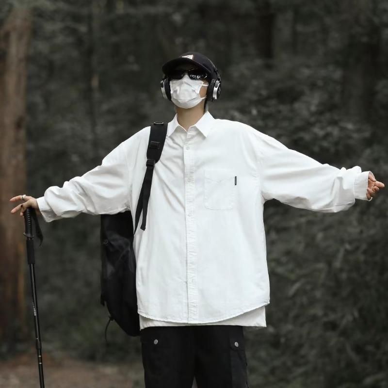 

Мужская рубашка Oxford с длинным рукавом, весна 2024 года, однотонная, от японского модного бренда M белый