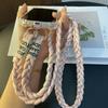 Durable Three-Strand Braided Mobile Phone Lanyard Long Crossbody Shoulder Strap with Ponytail Holder Pendant for Women
