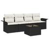 Ensemble de Canapé de Jardin 5 pièces avec Coussins Rattan Poly Noir, Canapé de Jardin 2 places avec Rangement et Coussins 3353896