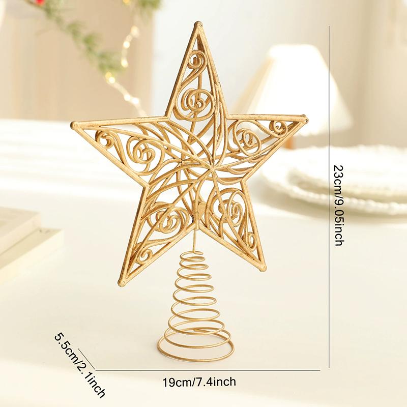 1Pc Christmas Tree Topper Modern Hollow Design Home Decor Christmas Tree Decorations Shimmering Christmas Topper Star Ornament