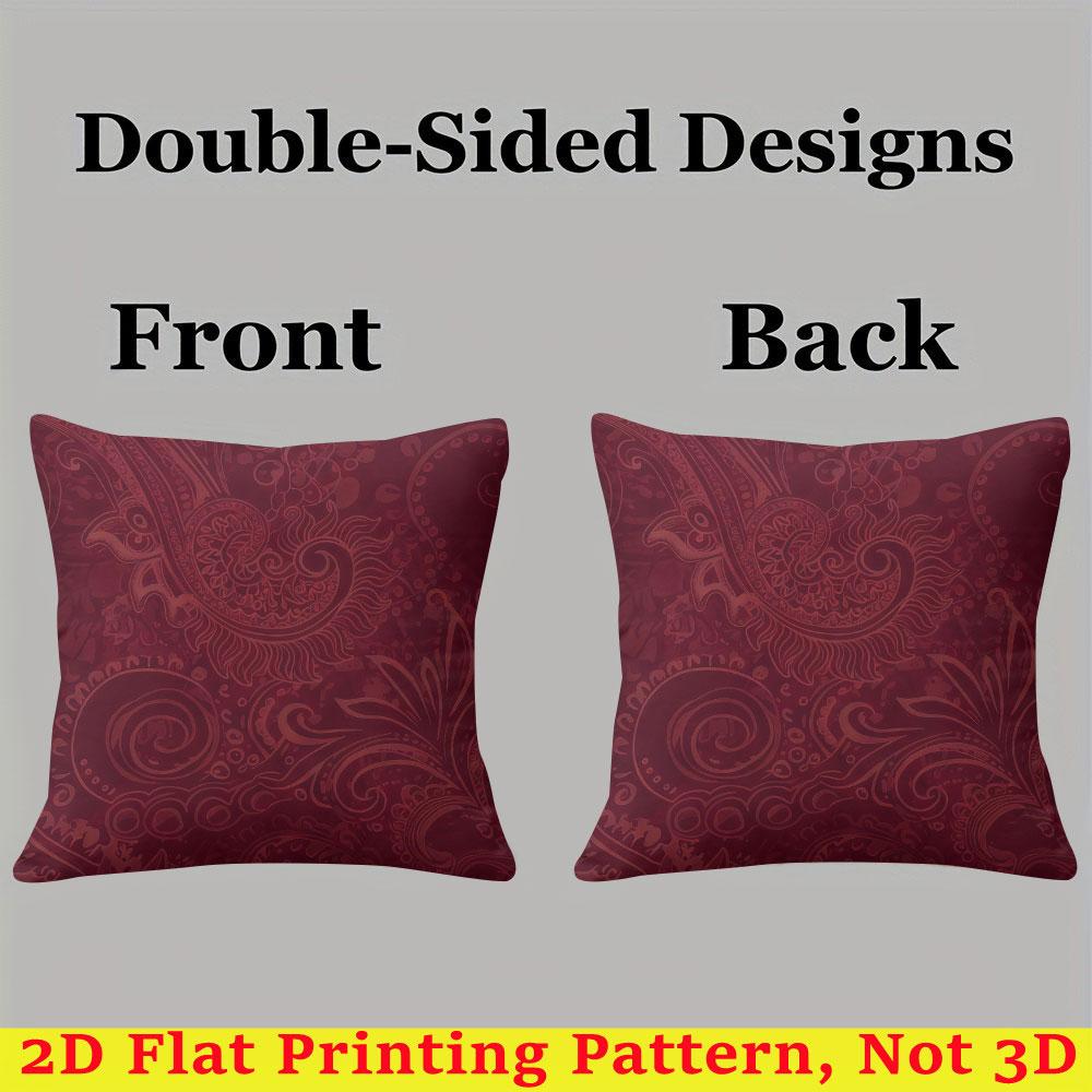 Burgundy Paisley Square Jacquard Pillow Cover for Sofa Office Waist Cushion Cover Home Decorative Pillowcase