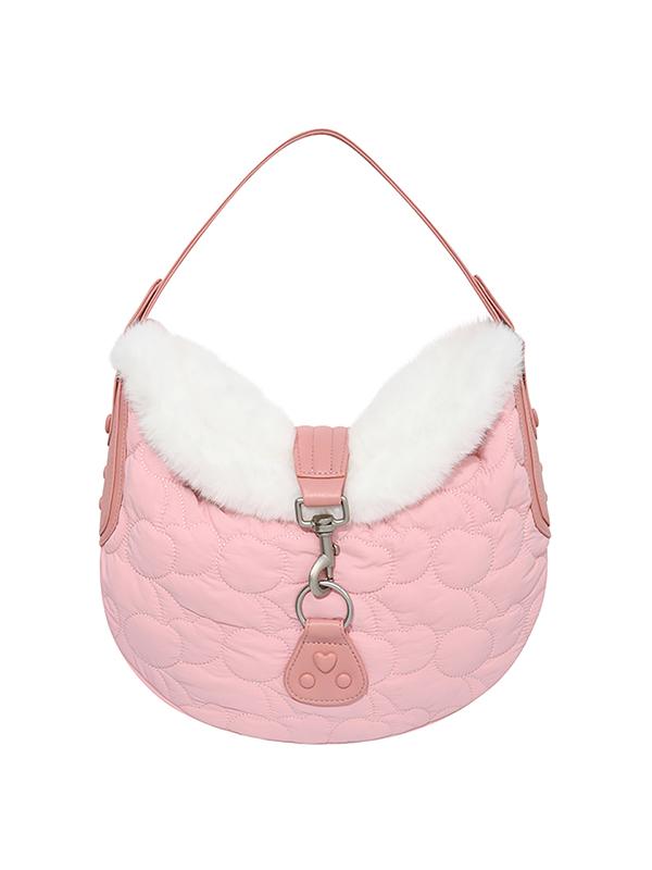 Kirsh Cherry Quilted Fur Handbag [Pink]