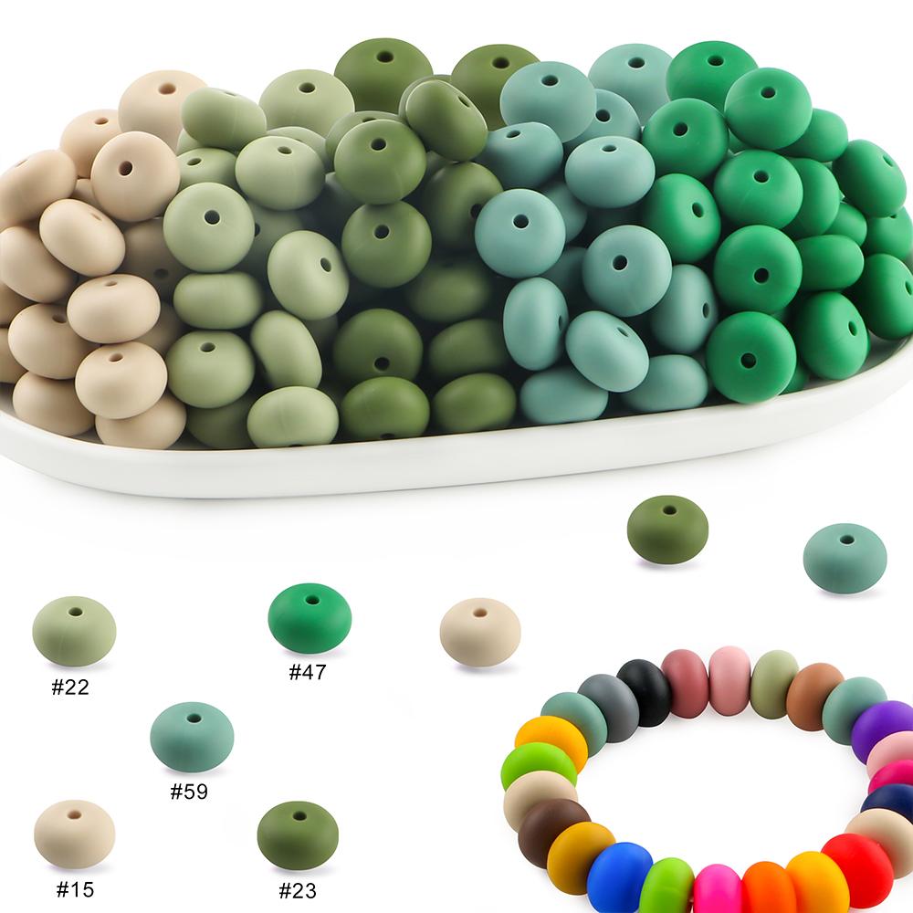 25Pcs/lot 14mm Abacus Silicone Lentil Beads Loose Bead For Jewelry Making DIY Jewelry Accessories Keychain Beaded Pen Bracelets