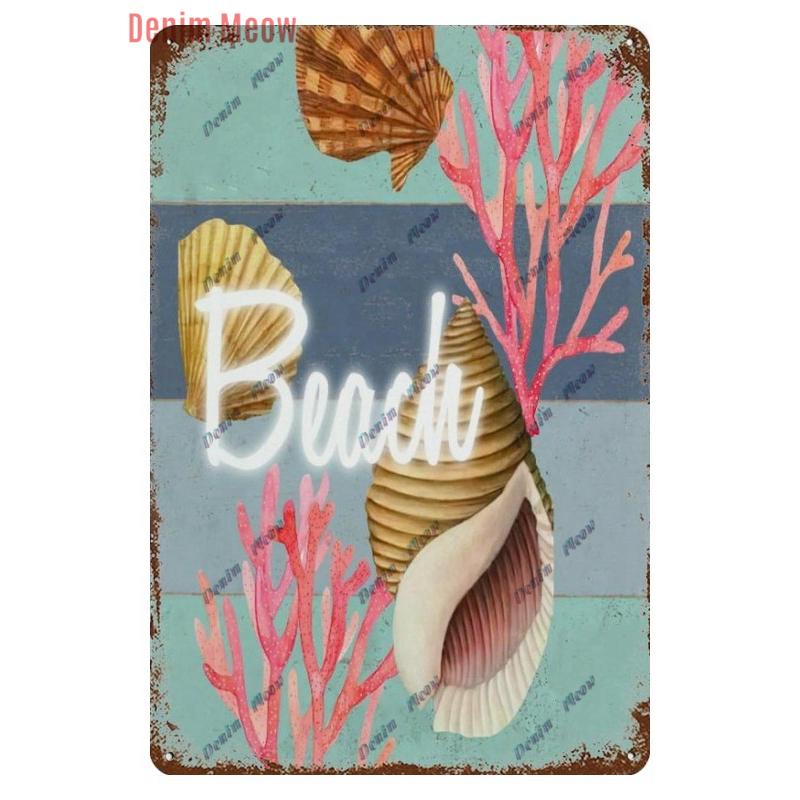 Vintage Sea Turtle Decor, Sea Snail, Metal Tin Sign, Nautical Beach Ocean Theme, Retro Seaside Underwater Summer Plates, WY283