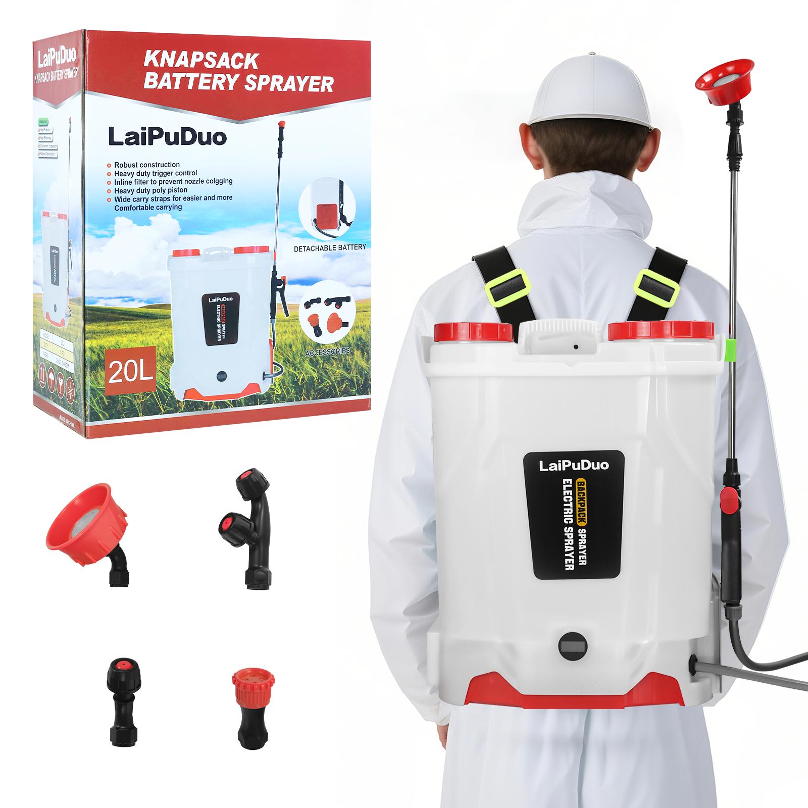 20L Battery Powered Backpack Sprayer 100 PSI Electric Garden Sprayer Weed Yard Sprayer with 4 Nozzles for Milwaukee 18V Battery Without Battery