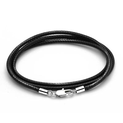 Leather Cord Necklace String Lanyard with Pendant for Men and Women In Black and Red, Waxed Leather Rope.
