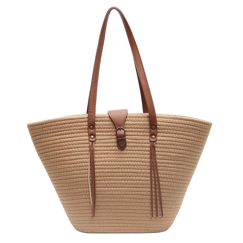 New Casual Small Fresh Woven Armpit Beach Bag Commuting Large Capacity Commuting Vegetable Basket Tote Bag Women