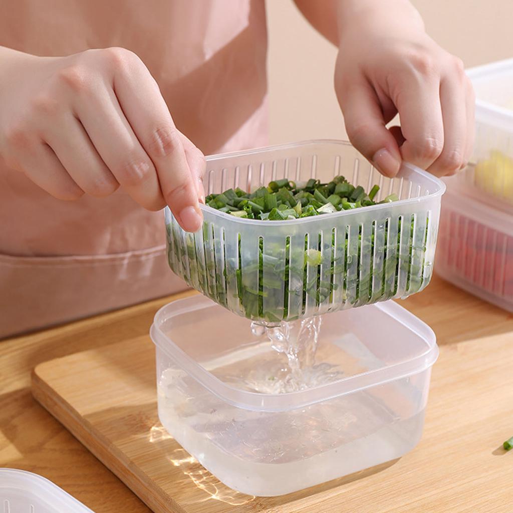 Raining Fruit Storage Containers for Fridge Keep Freshness Sealed Lid Clear Vegetable Fruit Fridge Organizer