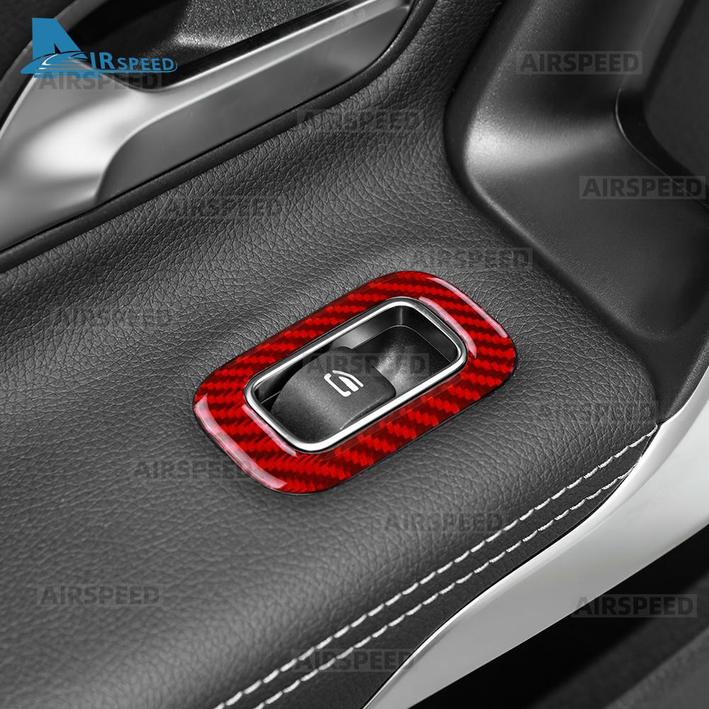 Real Soft Carbon Fiber Trim Sticker For Mercedes Benz A CLA Class W177 W118 C118 2020-2025 2025 Car Window Lift Control Frame
