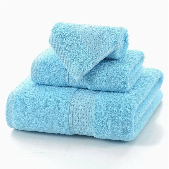 Soft Pure Cotton Bath Towel Set - 3-Piece Absorbent Combed Towels