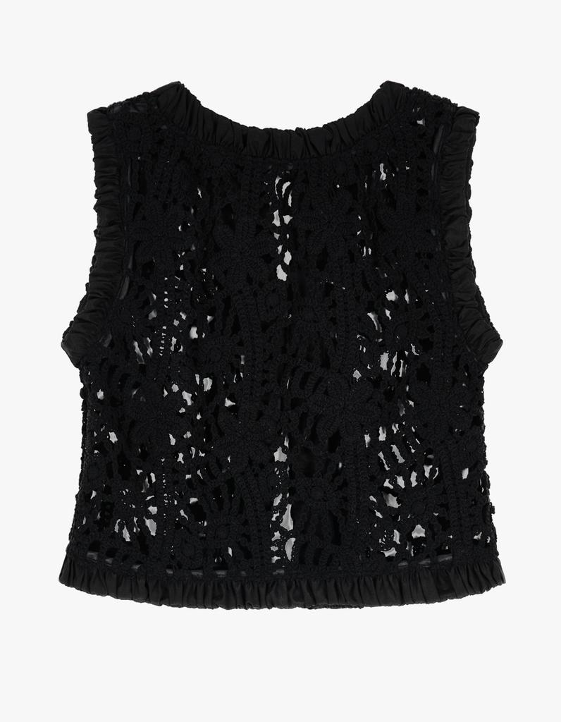 Gimmideoyeong G_Shirring-Trim Knit Vest / Black
