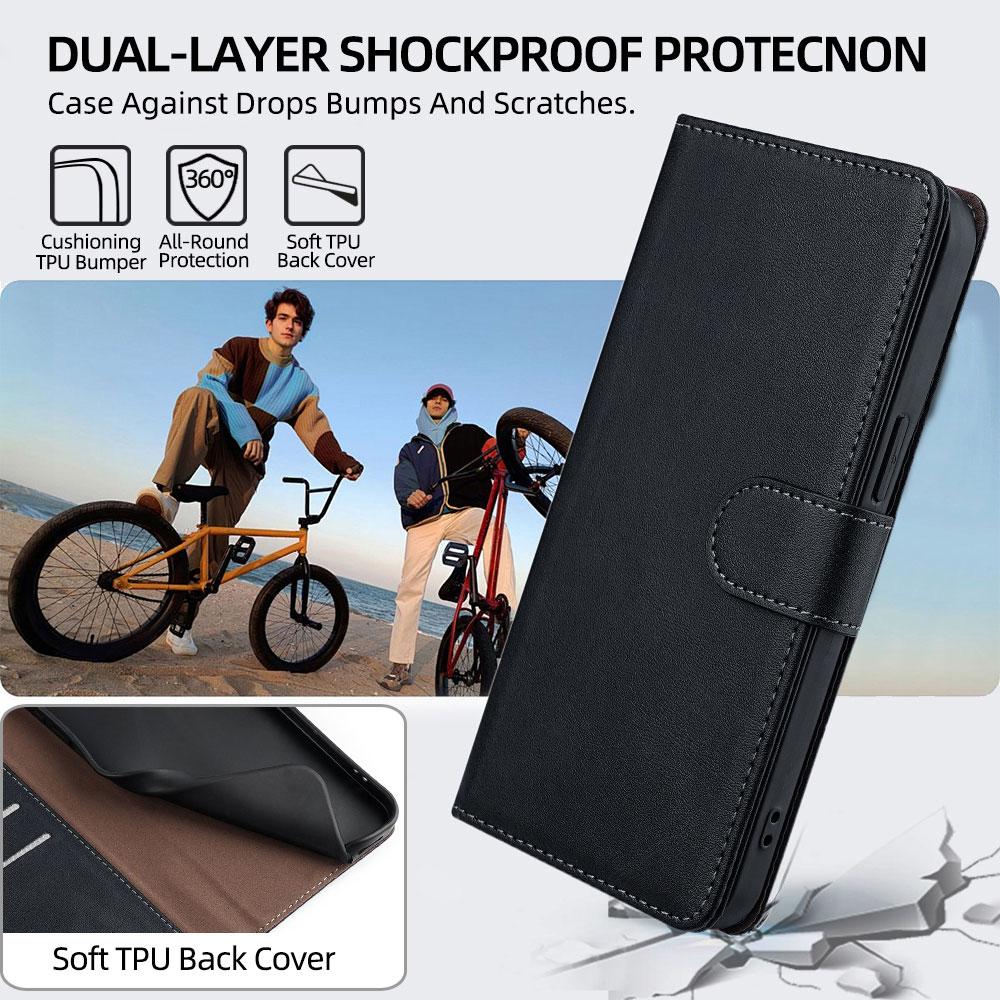 Moto G35 Protective Cover Leather Flip Wallet Case for Motorola G85 G75 G55 G45 G35 Moto G75 Book Case Phone Bag RFID Blocking