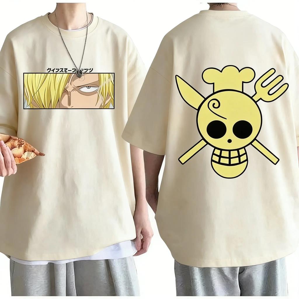 T-shirt Grafica Anime One Piece Sanji Uomo Donna Manica Corta Maglietta Streetwear Abbigliamento Estivo Nuovo 2026 Top Casual