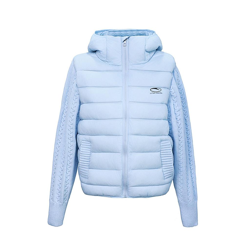 Short cotton-padded clothes women's autumn and winter new knitted sleeves splicing ribs light cotton-padded clothes small cotton-padded jackets