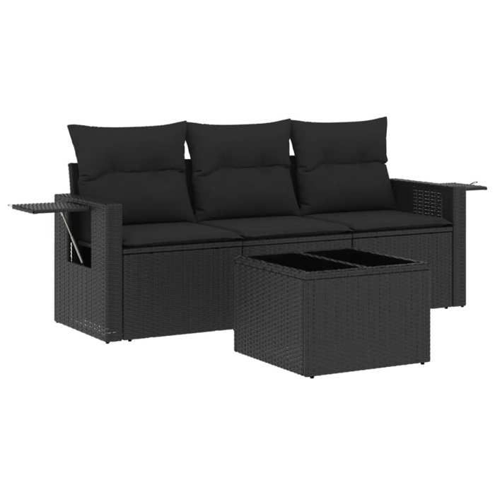 VidaXL Garden Lounge Set with Cushions 4 Pcs, Patio Sofas, Patio Furniture Set, Outdoor Furniture, Black 3252202