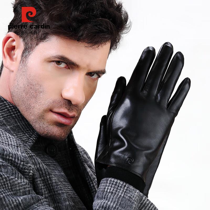 Pierre Cardin Men's Goatskin Touchscreen Motorcycle Gloves