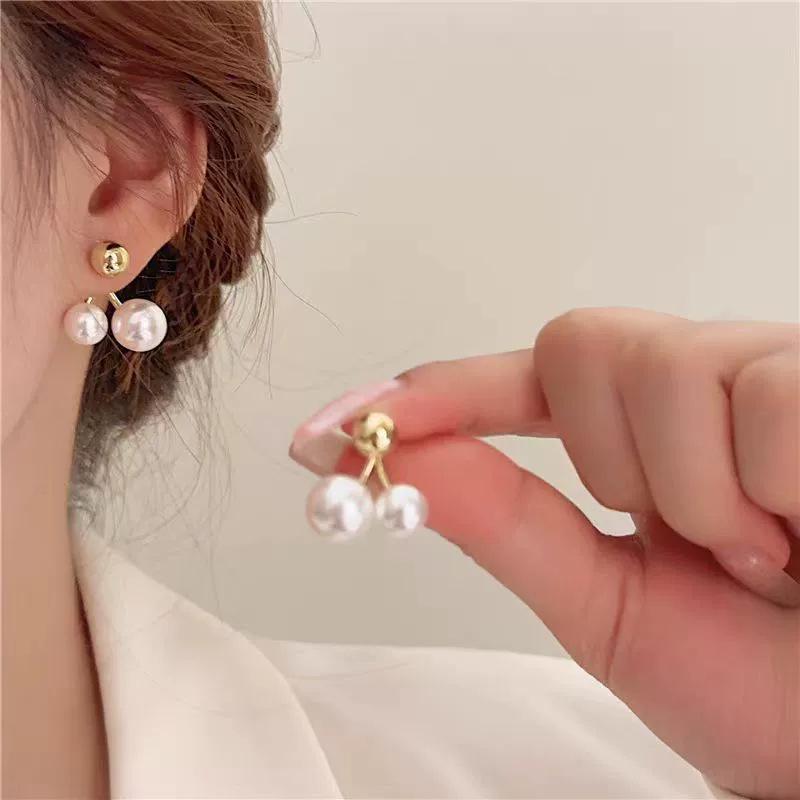 Zircon Metal Studs & Pearl Bow Earrings - High-End, Versatile Statement