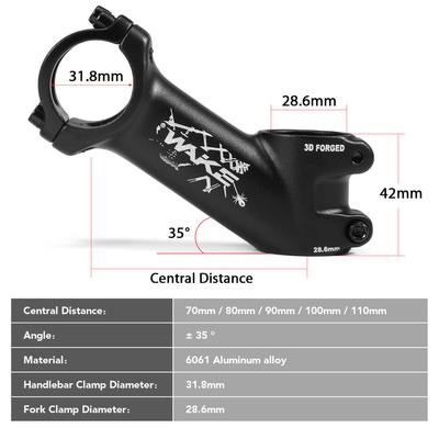 35 Degree Bicycle Stem Ultralight Bicycle Stem Mountain Road Bike Stem for 31.8mm Handlebar