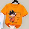 Dragon Ball Goku T-shirt for Children Cartoon A-Z Letters Tee Top Boys Girls Orange Clothes New Kids Short Sleeve Clothing Gift