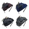 High Skull Hairhoop Lace Bowknot Sequined Hat Women Formal Event Hair Covering