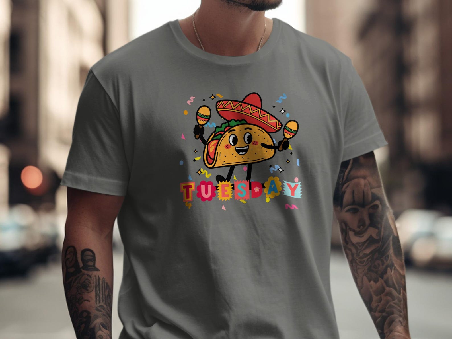 Taco Tuesday Shirt, Funny Taco Tee, Mexican Fiesta Foodie Gift, Sombrero Maraca Cartoon Taco Lover Graphic Apparel T-Shirt 2XL