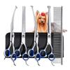 Set di forbici da toelettatura professionali per cani 5 in 1, forbici per sfoltire i peli di cani e gatti in acciaio inossidabile con punta rotonda di sicurezza per animali domestici