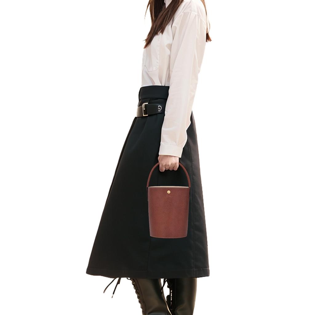Longchamp Épure 17 Logo Embossed Signature Short Handle Bucket Bag Women Handbags Brown 10161HYZ035