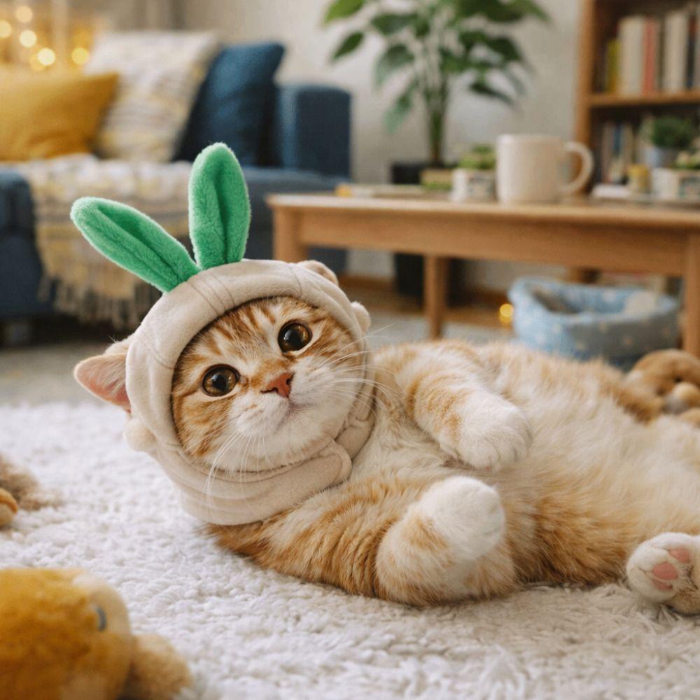 Multi-functional Cartoon Pet Garlic Hat Comfortable Funny Cat Head Cover Soft Dog Headdress Cosplay Event