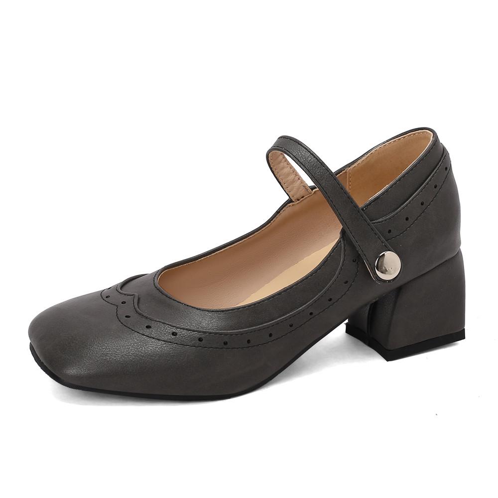 Fashion High-heeled Shoes Women Pumps Ankle Strap Buckle Thick Heels Ladies High Heels Platform Mary Janes Women Pumps Footwear 34-48