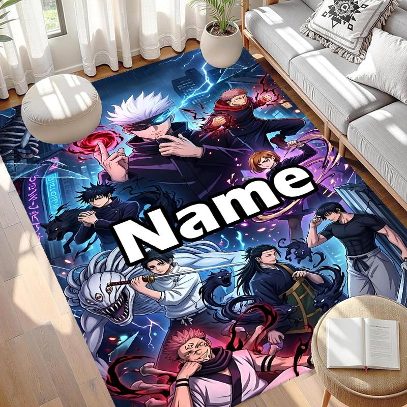 Custom Name Personalized Demon Slayer Print Carpet, Versatile Home Decor Rug, for Playroom, Apartment, Balcony, Entryway, Hallway Gift