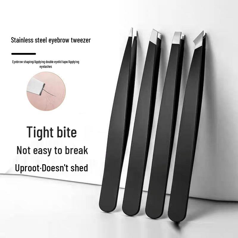 Stainless Steel Eyebrow & Beard Tweezers - Premium Plucking and Trimming Tool
