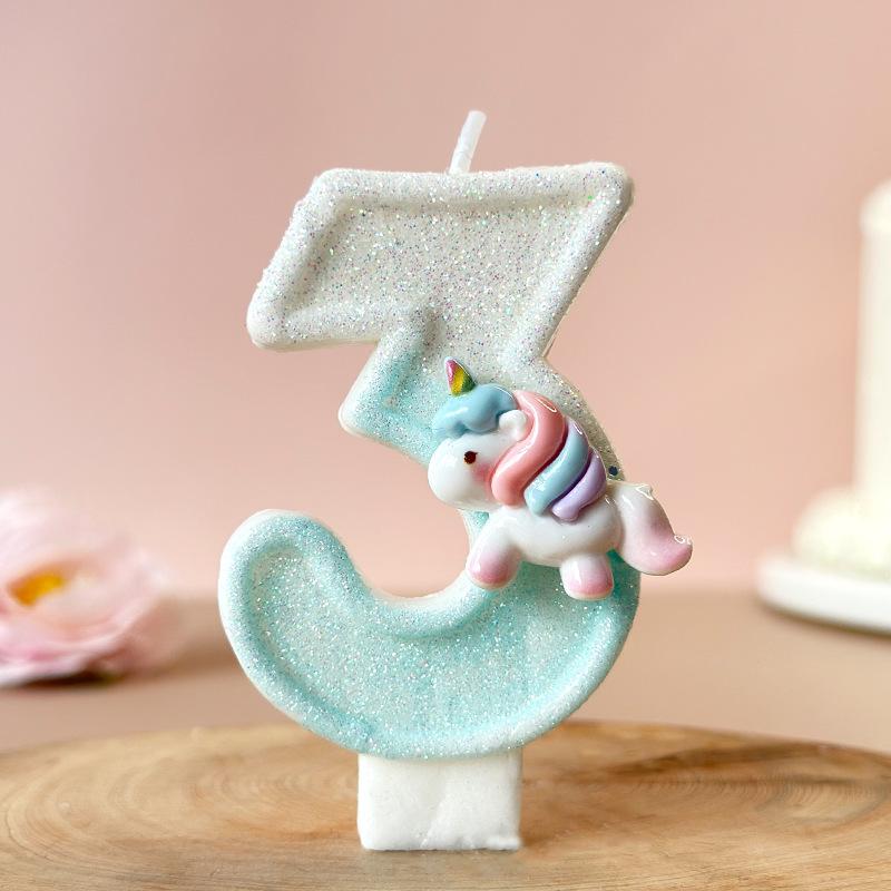 Cute Unicorn Digital Candle Birthday Candle Party Festival Cake Decoration Atmosphere Props