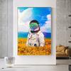 Astronaut Flower Field Painting Canvas Print Wall Art Poster Flourishing of Life Picture for Gift Living Room Home Decor Cuadros