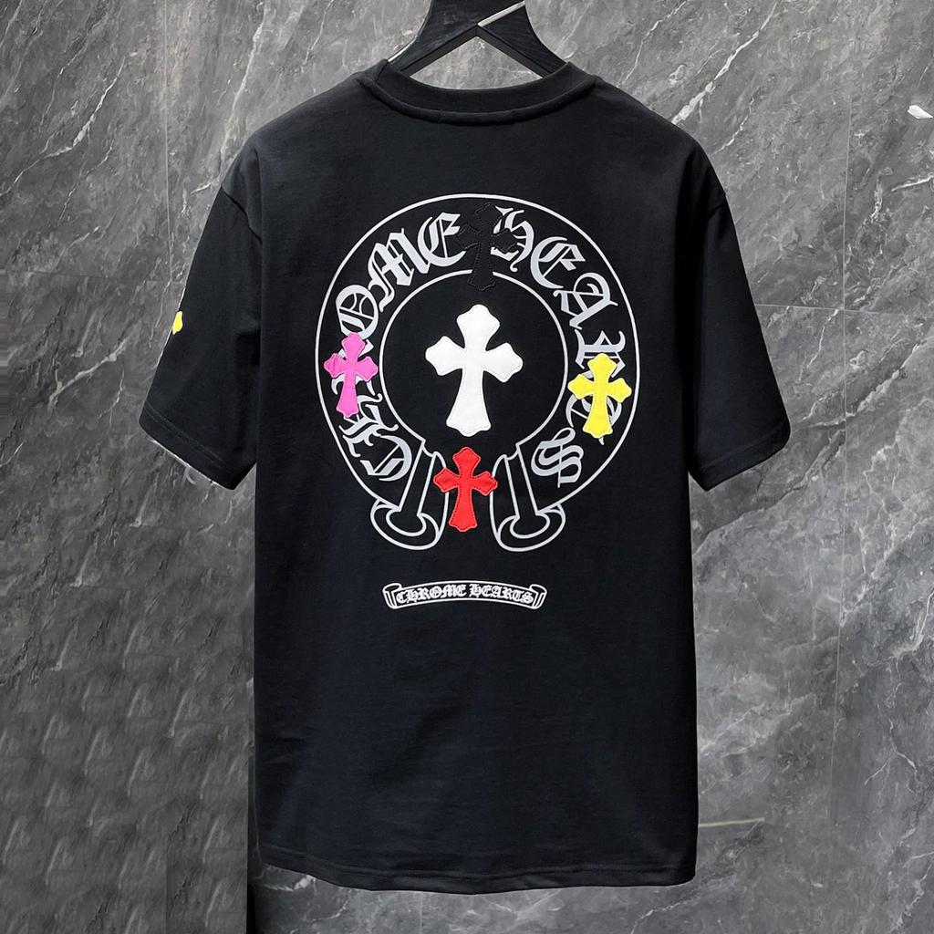 8923 CHROME HEARTS 2026 Summer New High Quality Cotton Round Neck Loose Large Size Men's and Women's T-shirt Couple T-shirt