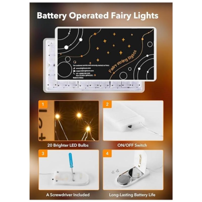 12Pack LED Fairy Lights String Lights - 7ft 20LED Waterproof Silver Wire Firefly Starry Moon Lights for DIY Crafts Wedding Party Bedroom Christmas