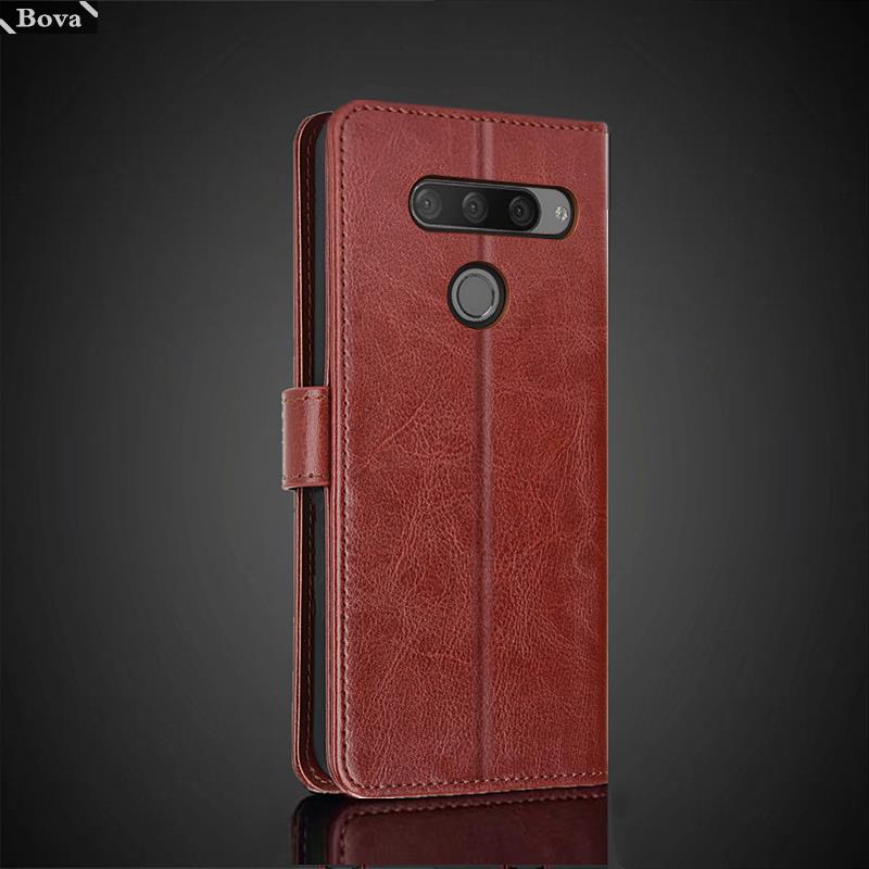 Für LG V40 Kartenhalter PU Lederhülle für LG V40 ThinQ Klapphülle Retro Geldbörsentasche Angepasste Hülle Business Fundas Coque