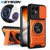 KEYSION Magnetic Phone Case for TECNO Pova 8 5G Slide Camera Lens Protection Upright Kickstand 360° Ring Shockproof Back Cover