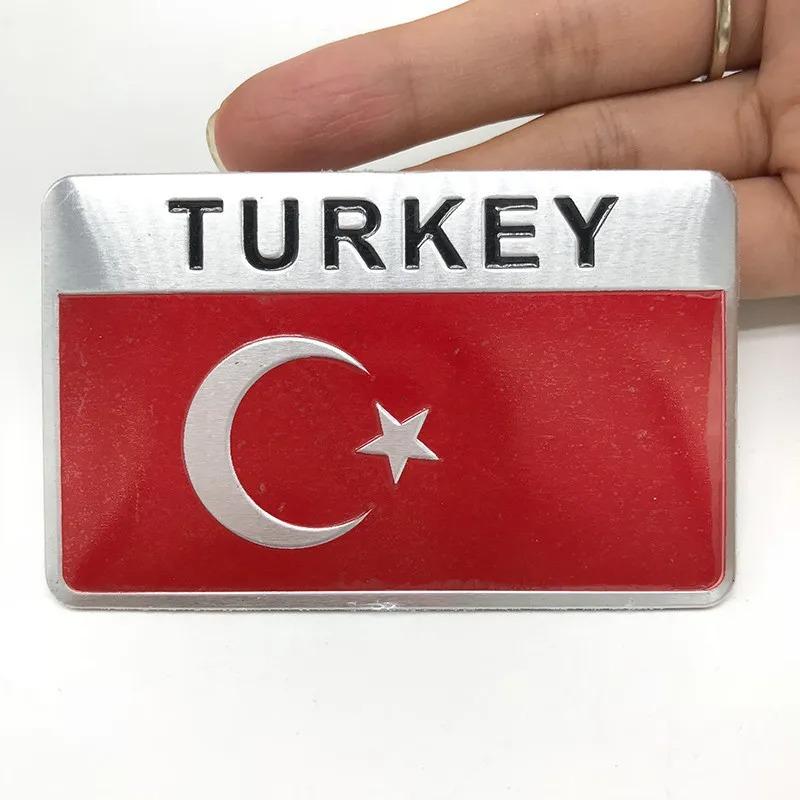 Aluminum TURKEY National Flag Map Car Motorcycles Styling Body Badge Emblem Decal Sticker For TOGG Renault Hyundai Accessories DD6