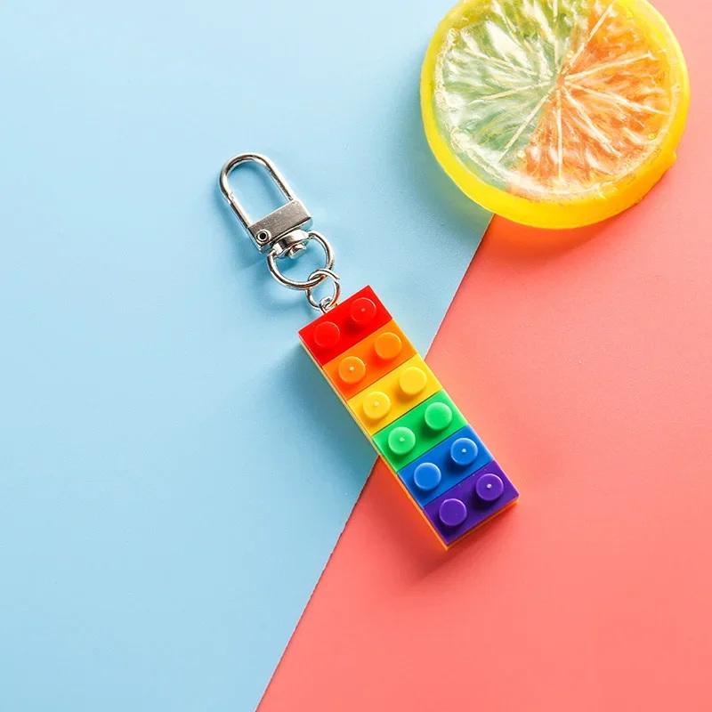 Barevný duhový stavebnicový klíčenka Pro ženy a muže LGBT Gay Lesbické Punkové šperky Doplňky Hrdost Klíčenka Dárky