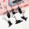 Cartoon cat Acrylic keychain Cute little black cat pendant raccoon flower cat keychain chain school bag pendant
