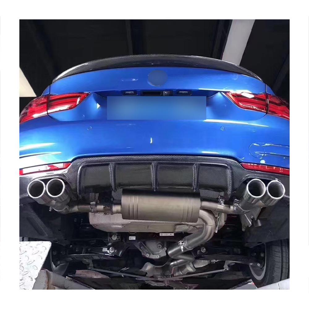 

BMW 4 Series F32/F33/F36 MP Style Rear Diffuser (2014-2020) - Carbon Fiber Pattern, Bright Black Tail Lip Dual Exhaust Diffuser Gloss Black