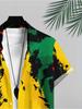 Men's Casual Short - Sleeved Button - Shirt, Mixed Color, Multiple Specifications Available, Polyester Material, Vibrant Abstract Design, Suitable