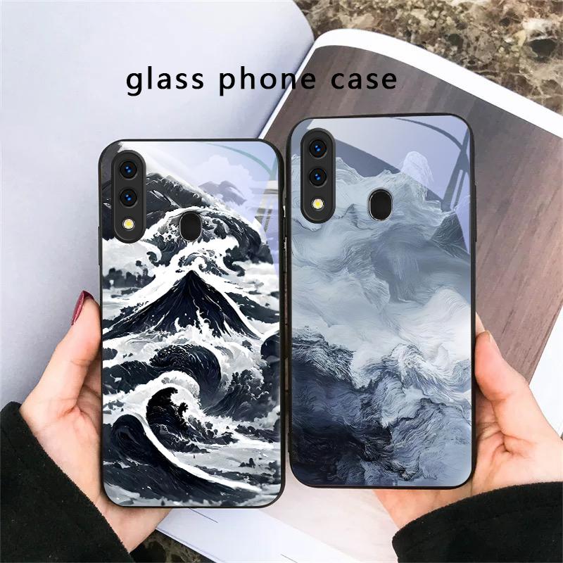 Abstrakte Moderne Wellen Für Samsung Galaxy A30 A31 A32 A33 A34 A35 A42 A30s A20 A25 A26 A51 A56 A54 A72 A73 A70 Glas Handyhülle