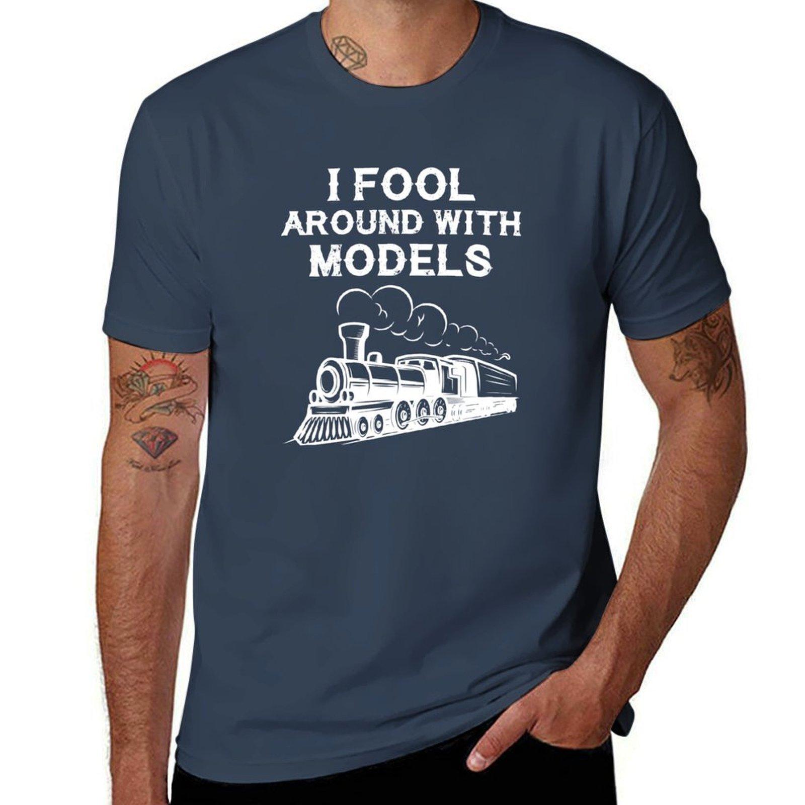 Railway Train Trains Model Railroad Gift TShirt Street Fashion Casual Tee Shirt S