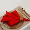 Square Red Wedding Napkin With Border Handmade Washable Table Cloth 100% Polyester Fabric Dinner Napkins for Party