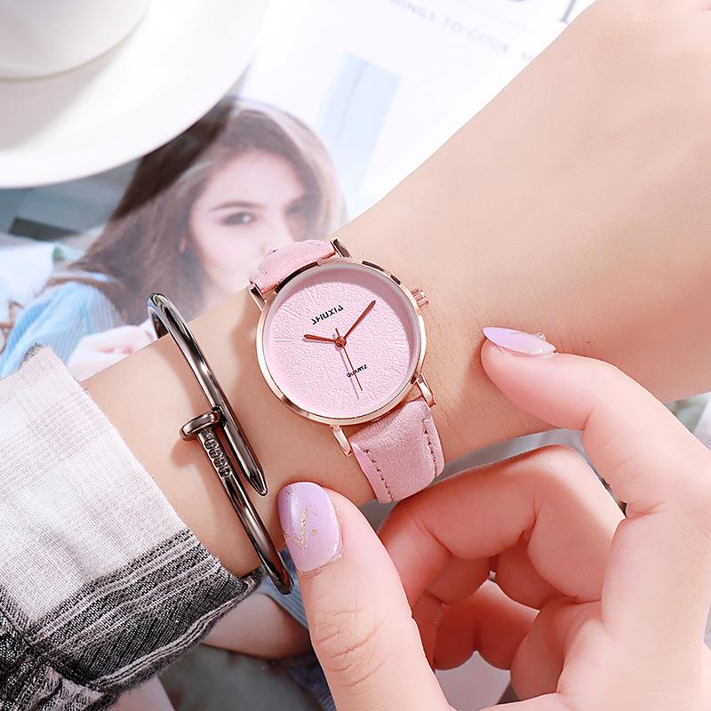 Korean Simple Thin Leather Strap Wristwatch for Couples - Versatile College Style